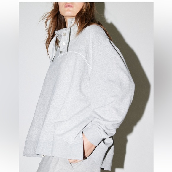 Urban Outfitters Out From Under Belmar Henley Popover Grey Sweatshirt Size XS - Picture 8 of 9